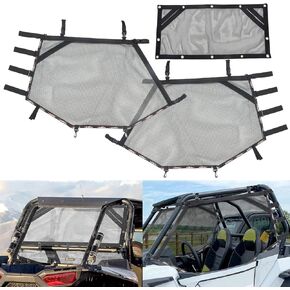 شبكة تظليل نافذة شبكية خلفية جانبية بمقعدين تناسب Polaris RZR 570 800 800S 900 1000 XP Turbo 2015 2016 2017 2018 2019 شبكة شبكية للظلال على شكل قفص ناعم (أزرق)