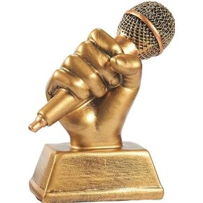 5in Sing Trophy Microphone Trophy Vintage Golden Bronze Best Vocal Performance - Karaoke, Singing Competition, Children's Choir Competition, Birthday Party