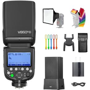 Godox V860III-F TTL مزامنة عالية السرعة 1/8000s فلاش الكاميرا Speedlite، 2.4G GN60 بطارية ليثيوم أيون Speedlight مع 10 مستويات ضوء LED قابل للتعتيم متوافق مع كاميرات Fujifilm مع ضوء USB صغير
