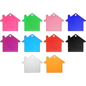 MECCANIXITY House Shape Blank Tags Metal Stamping Tag Blank Dog ID Tags, 10 Color Engraving Blank Tags for Pendant Decoration, Craft Tag, Pet ID Tag