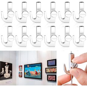 12 Pcs Adjustable Picture Hanger Security Hooks for Gallery Rail Picture Hanging System Picture Rail Hooks Picture Rail Hangers for Pictures Exhibition Art Gallery Supplies