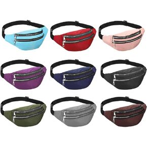 PATIKIL 9 Pieces Neon Funny Packs for 80s 90s Party Adjustable Running Waist Bags Bulk Waist Pack with 2 Pockets for Women Men Sport Traveling Party, 9 Colors