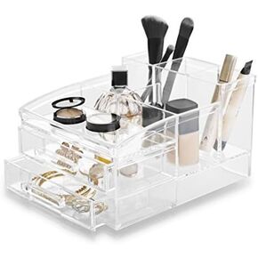 BINO The Free Spirit' 8 Compartment Acrylic Makeup and Jewelry Organizer with 2 Removable Drawers, Clear and Transparent Cosmetic Beauty Vanity Holder Storage in Kuwait