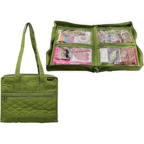 Yazzii Quilter’s Project Bag with 19 Pockets - Portable Storage Bag Organizer - Multipurpose Storage Organizer for Quilting, Patchwork, Embroidery, Needlework, Papercraft & Beading-Aqua