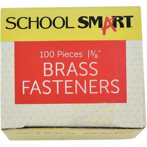 School Smart Fastener with Stiff Shank, No 1 X 3/8 in L, Metal, Brass Plated, Pack of 100