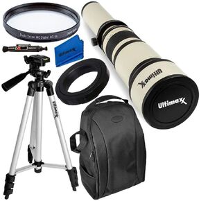 Ultimaxx 650-1300mm Telephoto Zoom Lens with Kit for Canon EOS Rebel T5, T5i, T6, T7 T6i, T6s, T7i, T8i, SL1, SL2, SL3, 60D, 70D, 77D, 80D, 90d; 6D, 7D, 7D II DSLR Cameras &More