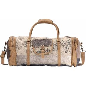 Myra Bag Traverse Upcycled Canvas & Cowhide Traveller Duffel Bag S-1508 in Kuwait