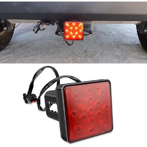 1 PC Trailer Hitch Lights with 15 LEDs, 3.2In Super Bright Square Waterproof Vehicle Tail Light Replacement, Universal Durable Automotive Brake Light Accessories for Truck SUV RV (Black)