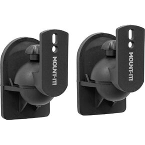 Mount-It! Speaker Wall Mount Full Motion Brackets for Surround Sound Satellite Ceiling and Bookshelf Speakers, 2 Mounts, Black