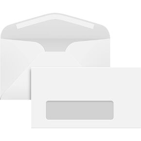 #6 3/4 White Window Envelopes, Reply Business Envelopes for Checks, Invoices, Bills | Commercial Flap w/Gummed Seal | 3 5/8" x 6 1/2" | 24lb Bond (90gsm) | 50 per Pack