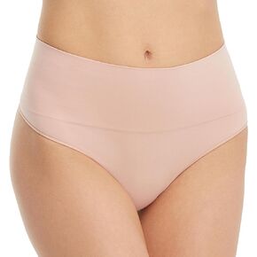 SPANX Everyday Shaping Thong - Core Control Shapewear Underwear - Invisible Under Clothes - Seamless Design - No Visible Panty Lines - No Show Underwear for Women - Vintage Rose - Small