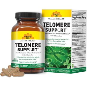 Country Life® Ageless Theory™ Telomere Support - Certified Gluten Free - Certified Vegan by AVA – Certified IGEN