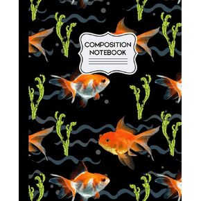 Composition Notebook: 7.5" X 9.25" Goldfish Pattern - 110 Wide Ruled Pages