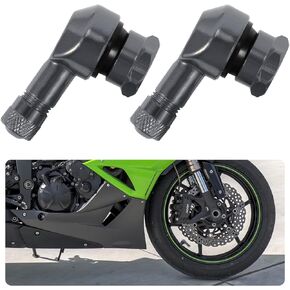 2 PCS Motorcycle Tire Valve Stems, 90 Degree Aluminum 11.3mm/10mm Rim Wheel Tubeless Angle Air Stem with Rubber Seals, Compatible with Most Motorcycles, Bikes, Scooters (Silver)