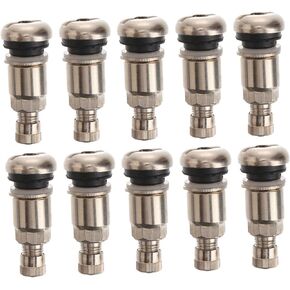 10pcs Tire Valve High Pressure Valve Stems Wheel Stud Trailer Tire Tubeless Car Core Valve Threaded Valve Retainer Caps Rim Holes Valves Stems Bolt-in Tyre Valves Stems Metal Edge
