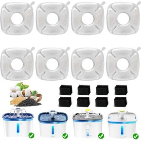 12Pack Cat Water Fountain Filter For Veken Water Fountain 67oz/2L, 95oz/2.8L,135oz/4L, Pet Cat Fountain Filter Replacement, with Pre-Filter Sponges for Veken Water Fountain Filters Cat Water Dispenser