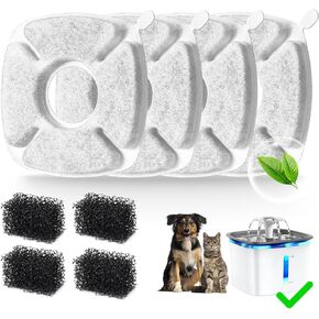 16 Pack Cat Fountain Replacement Filters & 16 Pack Sponges Cat Water Fountain Filter Replacement for Veken Pet Fountain Veken Water Fountain Filters