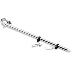 MARINE CITY 304 Grade Stainless Steel Rail Mount Flag Staff Pole with Adjustable Clamps | Polished Finish | 15-3/16 inches Length | Ideal for Boats, Marine, RVs, Fishing Boats