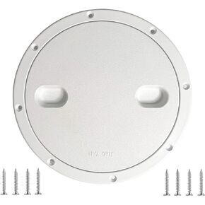 8 inch Boat Round Deck Plate Non Slip Inspection Hatch, 8" Marine Access Port Hatch Cover with Screws, Detachable Water Tight Lid Cover for Marine Boat Yacht (White)