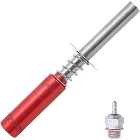 Glow Plug Igniter+N3 Hot Spark Glow Plugs,Igniter Nitro Engine Starter Tools Support AA Batteries for 1/10 Nitro Engine RC Car Buggy Truck Model Plane（Red）