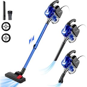 Corded Vacuum Cleaner, 17KPa Powerful Suction with 600W Motor, 4 in 1 Lightweight Handheld Stick Vacuum for Pet Hair Hard Floor and Carpet