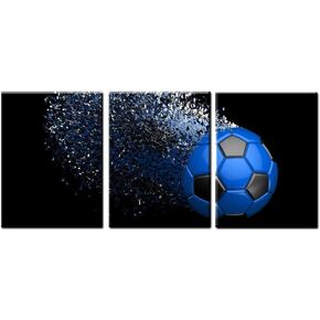 Black and White Splash Soccer Football Balls Wall Art Posters Prints on Wrapped Frames 3 Pieces for Boys Kids Gifts Room Decoration Ready to Hang,12x16inchx3 (White)