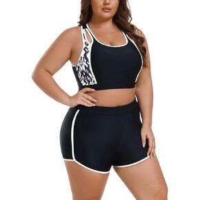 Theenkoln Womens Plus Size Bikini: Two Piece High Waisted Bathing Suit Sporty Modest Tummy Control Swimsuit