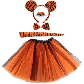 Tiger Costume Set Tiger Accessories Ears Headband Nose Bow Tie Tail Tutu for Women Men Cosplay Birthday Halloween Christmas