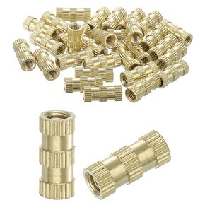 uxcell Knurled Insert Nuts, 30Pcs M4 x 12mm(L) x 6mm(OD) Thread Printing Brass Nuts Female Threaded Inserts Brass Heat Set Insert Embedment Nuts