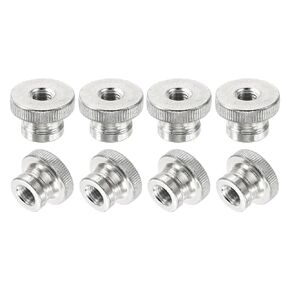 uxcell Knurled Thumb Nuts, 8Pcs M6 Carbon Steel Nut High Head Through Hole for 3D Printer Part, Silver
