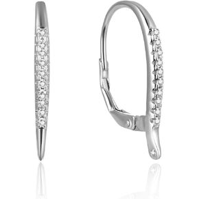 2 Pairs Adabele Authentic 925 Sterling Silver Cubic Zirconia CZ Leverback Earring Hooks 10 Created Diamond with Ribbon Tarnish Resistant Rhodium Plated for Earrings Making SS17-3