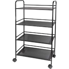 Richards Homewares Durable Metal Multi-Purpose Rolling Utility Cart, 4-Tier, Black