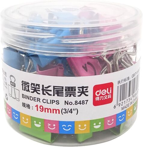 Honbay 40PCS 19mm 3/4inch Wide Lovely Small Size Smiling Style Metal Binder Clips Paper Clips Clamps with a Plastic Box in Saudi Arabia