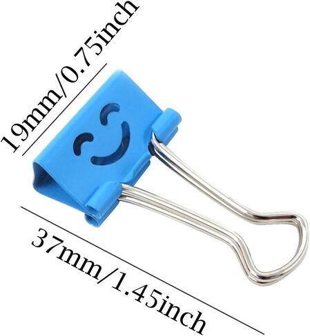 Honbay 40PCS 19mm 3/4inch Wide Lovely Small Size Smiling Style Metal Binder Clips Paper Clips Clamps with a Plastic Box in Saudi Arabia