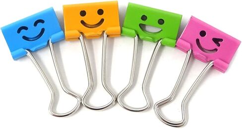 Honbay 40PCS 19mm 3/4inch Wide Lovely Small Size Smiling Style Metal Binder Clips Paper Clips Clamps with a Plastic Box in Saudi Arabia