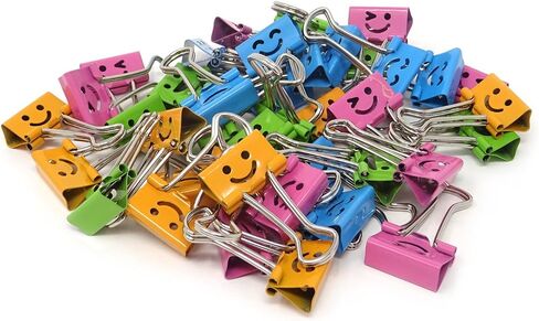 Honbay 40PCS 19mm 3/4inch Wide Lovely Small Size Smiling Style Metal Binder Clips Paper Clips Clamps with a Plastic Box in Saudi Arabia