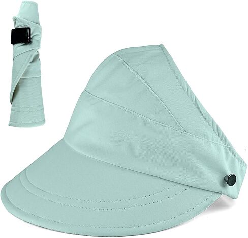 Women Sun Visor Hat Wide Brim Summer UV Protection Beach Cap Foldable Packale Ponytail Beach Hats in Saudi Arabia