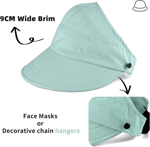 Women Sun Visor Hat Wide Brim Summer UV Protection Beach Cap Foldable Packale Ponytail Beach Hats in Saudi Arabia