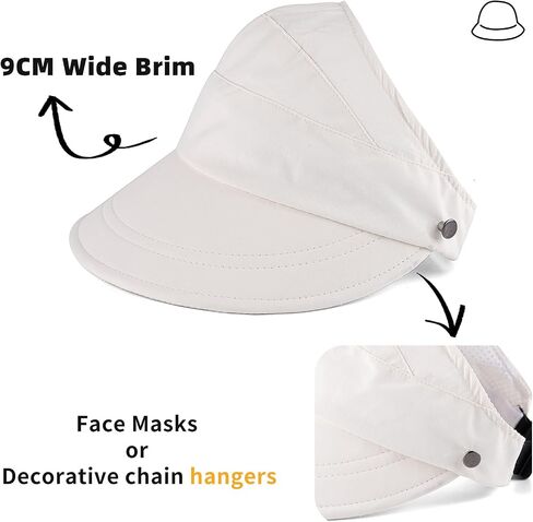 Women Sun Visor Hat Wide Brim Summer UV Protection Beach Cap Foldable Packale Ponytail Beach Hats in Saudi Arabia