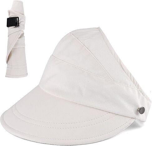 Women Sun Visor Hat Wide Brim Summer UV Protection Beach Cap Foldable Packale Ponytail Beach Hats in Saudi Arabia