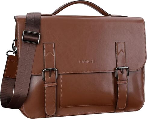 Banuce Vintage Leather Messenger Bag for Men Briefcase Business Shoulder Bags Brown in Kuwait