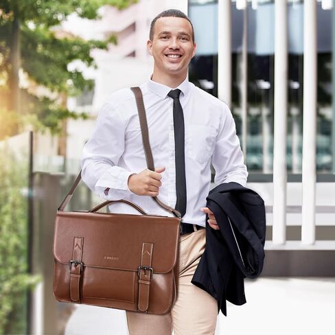 Banuce Vintage Leather Messenger Bag for Men Briefcase Business Shoulder Bags Brown in Kuwait