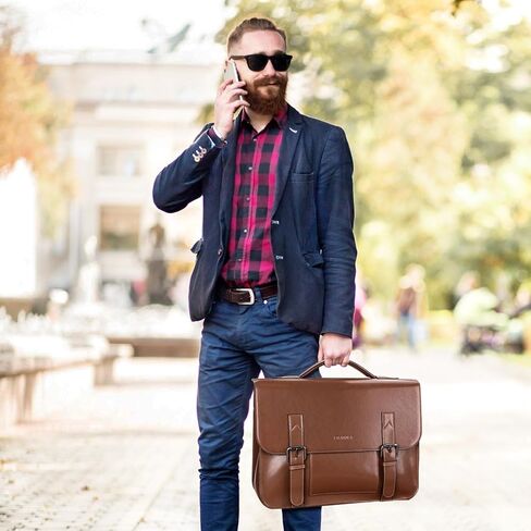 Banuce Vintage Leather Messenger Bag for Men Briefcase Business Shoulder Bags Brown in Kuwait