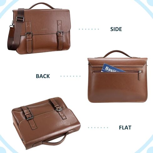 Banuce Vintage Leather Messenger Bag for Men Briefcase Business Shoulder Bags Brown in Kuwait