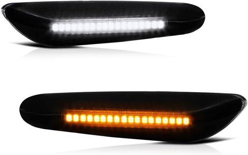 VIPMOTOZ Dual Function Switchback Sequential Turn Signal Side Marker Lights Compatible With 2002-2013 BMW E82 E88 E90 E91 E92 E93 E60 E61 E83 Chrome Housing Smoke Tinted Lens Left & Right Pair Set in Saudi Arabia