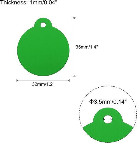 MECCANIXITY Round Laser Engraving Blanks Tags, Stamping Blank Tags, Dog ID Tag, Green DIY Blank Tags for Pet, Pendant Decoration, Craft Tags, Pack of 10 in Saudi Arabia