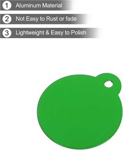 MECCANIXITY Round Laser Engraving Blanks Tags, Stamping Blank Tags, Dog ID Tag, Green DIY Blank Tags for Pet, Pendant Decoration, Craft Tags, Pack of 10 in Saudi Arabia
