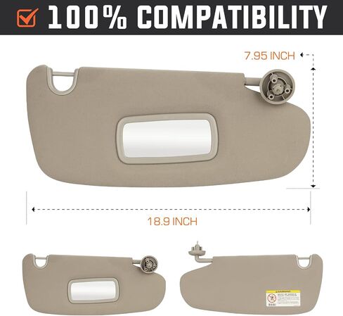 Youxmoto Left Driver and Right Passenger Side Sun Visor for Dodge Ram 1500 2500 3500-2002 2003 2004 2005 2006 2007 2008 2009, Replaces# 1CT11TL2AA, 1CT18TL2AA, Grey Car Visor with Mirror in Saudi Arabia