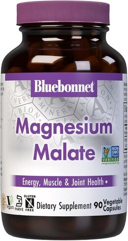 Bluebonnet Nutrition Magnesium Malate Vegetable Capsules - Supports Energy, Muscle & Joint Health - Non-GMO, Vegan, Kosher Certified, Gluten-Free, 90 Count in Saudi Arabia