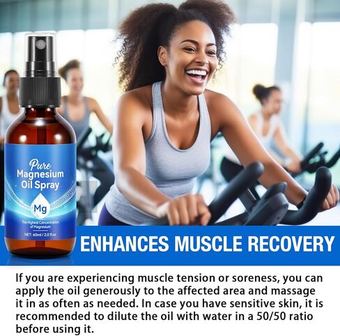 Magnesium Oil Spray 2 Pack, Ultra Pure Magnesium Spray, Magnesium Spray for Feet and Body 60mlX2 (4 fl oz), Ultra Pure Topical Magnesium Spray for Body Health, Fast Absorption in Kuwait
